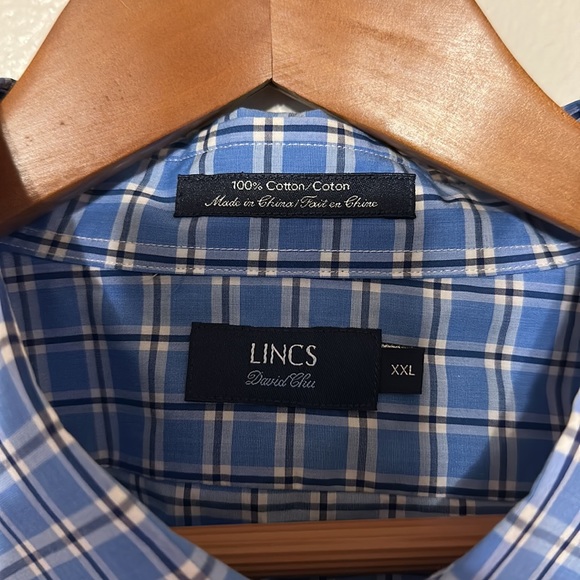 NWT LINCS Davidchu MENS CASUAL BUTTON DOWN SHIRT SIZE XXL BLUE COLOR - Picture 8 of 15